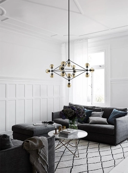 Wisząca lampa modernistyczna PLANETARIO czarna przydymiona