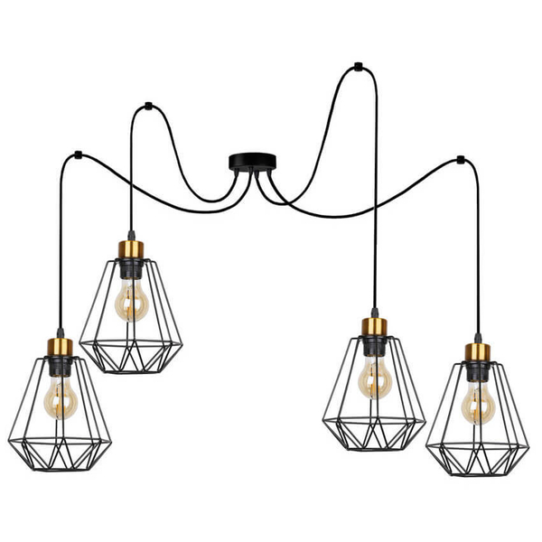 Wisząca lampa loftowa Primo 34-00309 Candellux druciaki czarne złote