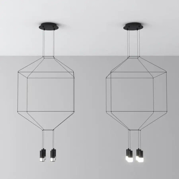 Ażurowy zwis Linea ST-5961-4 Step geometryczny na wyspę czarny
