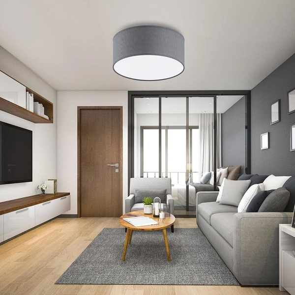 Lampa sufitowa z tkaniny do salonu Rondo 3332 TK Lighting okrągła szara