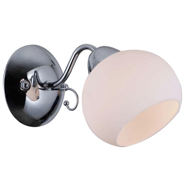 LAMPA ścienna MASSERI WL-6895-1 Italux szklana OPRAWA klasyczny kinkiet na wysięgniku chrom biały