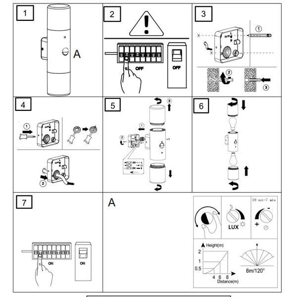 Antracytowy kinkiet Hoosic 222260242 tuba z czujnikiem ruchu