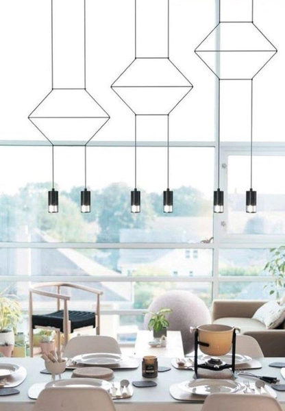 Wisząca lampa do salonu Linea ST-XT037-2P Step na listwie tuba czarna