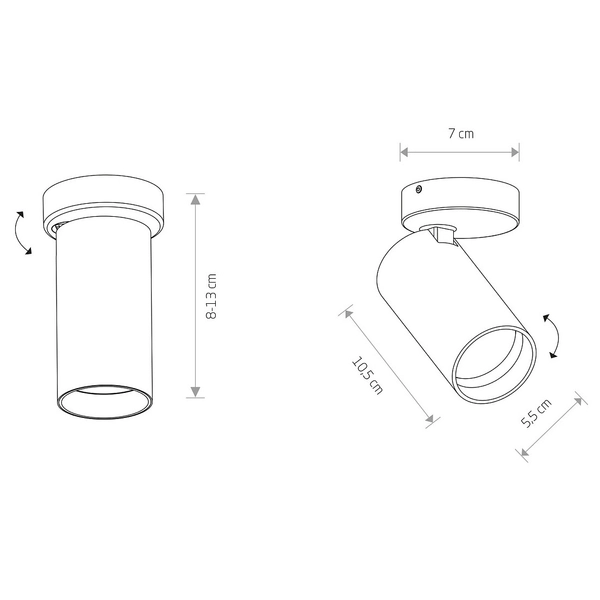 Biały downlight pokojowy Mono 7807 metalowa tuba kierunkowy spot