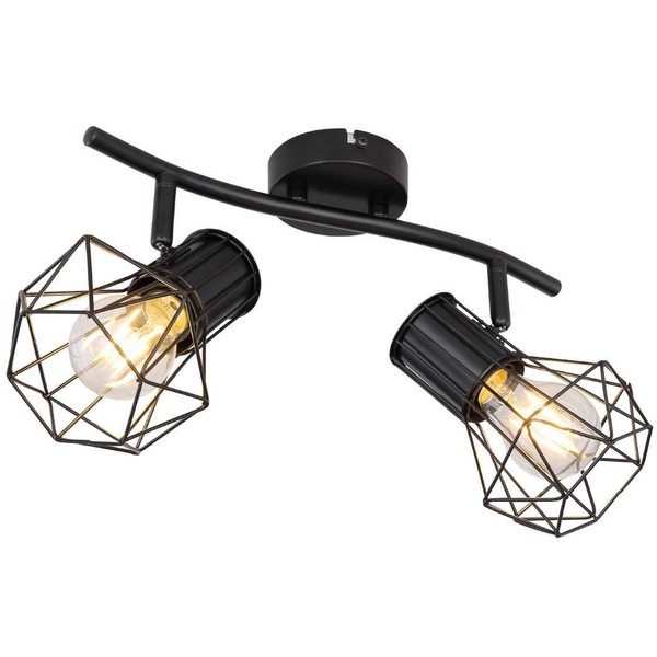 Industrialna LAMPA sufitowa PRISKA 54017-2 Globo metalowa OPRAWA plafon druciane klatki regulowane czarne