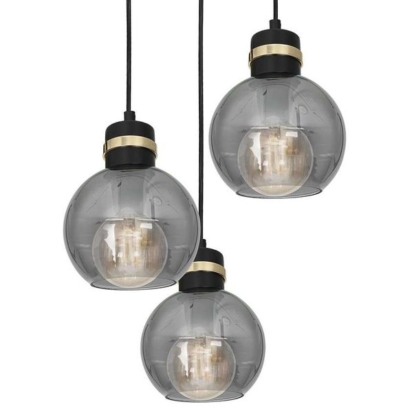 Industrialna LAMPA wisząca OMEGA MLP6533 Milagro szklana OPRAWA kule ZWIS kaskada czarna przezroczysta