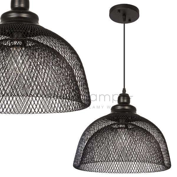 LAMPA wisząca VEN W-N 1791/1H druciana OPRAWA zwis kopuła siatka czarna