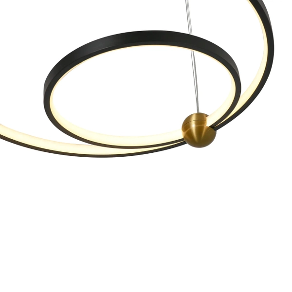 Ledowa lampa wisząca Kido PL0138 Yaskr LED 32W 3000K ring mosiądz czarna