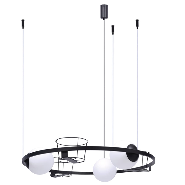 Kuchenna lampa wisząca PLANT 5005 Zumaline kwietniki kule czarna biała