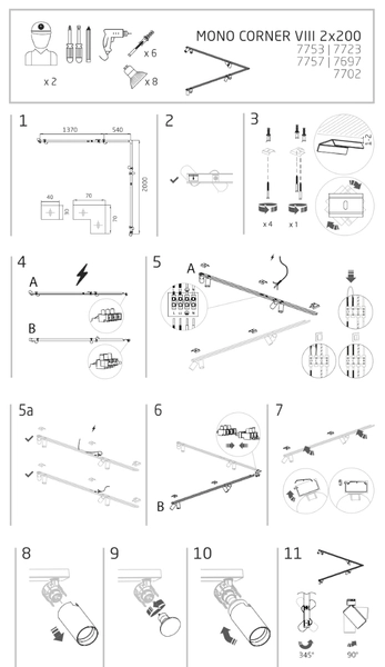 Czarna lampa natynkowa Mono 7757 metalowe reflektorki na listwie
