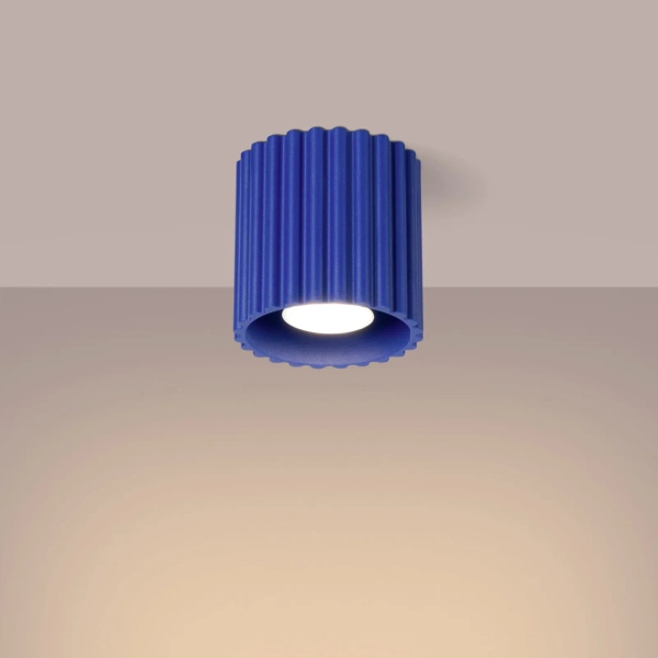 Sufitowa lampa tuba AURA SL.1809 ryflowana niebieska GU10