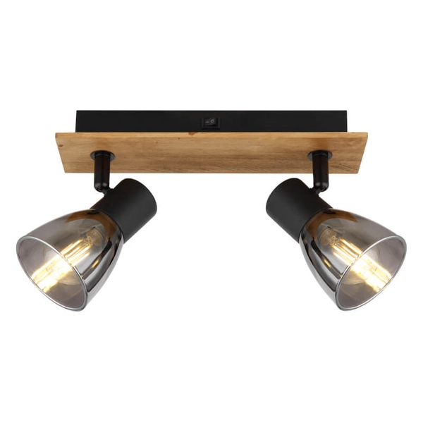 Lampa sufitowa Claude 54307-2W z regulacją drewno przydymiona