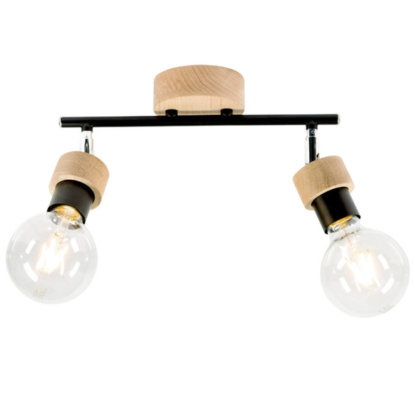 Lampa sufitowa MARJOLAINE 2834274 metalowa loftowe czarne drewno