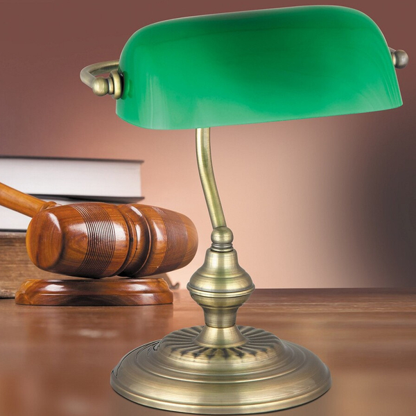 Stojąca LAMPKA industrialna BANK 4038 Rabalux metalowa LAMPA biurkowa dekoracyjna bankierska brąz zielona