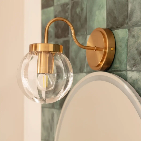 Szklana lampa ścienna Librio ABR-KZS-E27 Abruzzo IP44 złoty przezroczysty