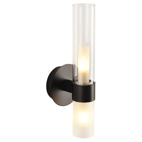 Elegancki kinkiet Candela DN1505-1 black Step tuba mleczne szkło