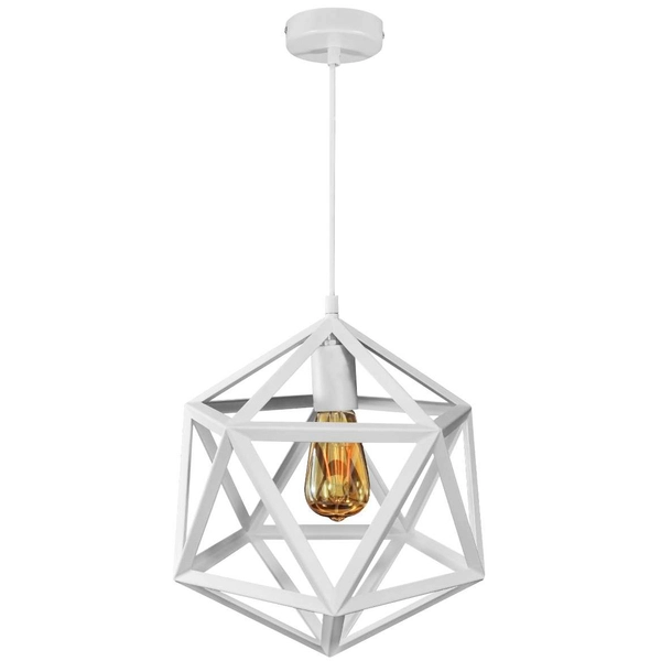 Loftowa LAMPA wisząca DENMARK 307002 Polux metalowa OPRAWA zwis klatka cube biała
