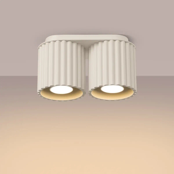 Sufitowa lampa podwójna AURA SL.1790 tubki ryflowane beżowe