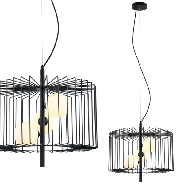 LAMPA wisząca DAREN MDM-3937/3 BK Italux metalowa OPRAWA klatka druciana zwis czarny