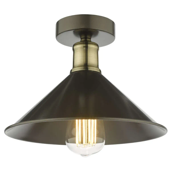 Lampa sufitowa retro Jalen JAL0161 stożek grafitowy mosiądz