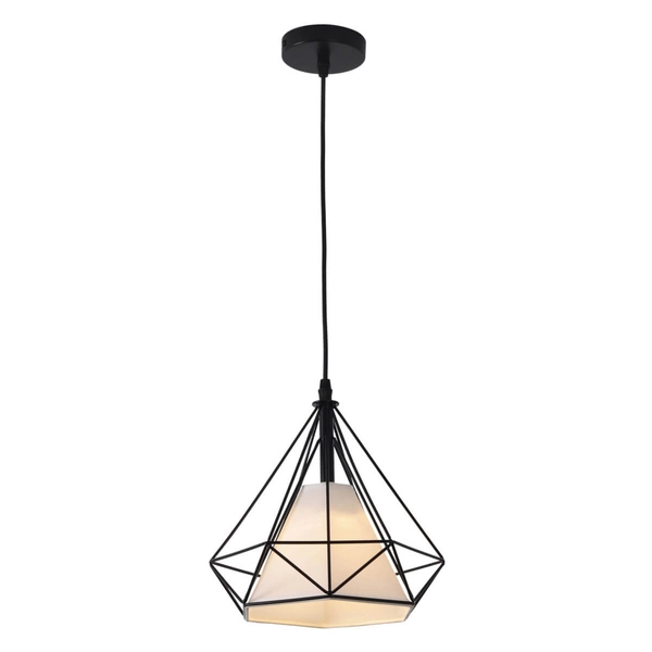 Druciana LAMPA wisząca NOLA LP-076/1P BK Light Prestige metalowa OPRAWA abażurowy ZWIS loftowy czarny biały