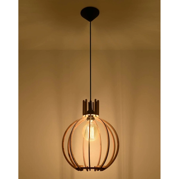 Drewniana lampa wisząca SL.0391 klatka do jadalni nad stół