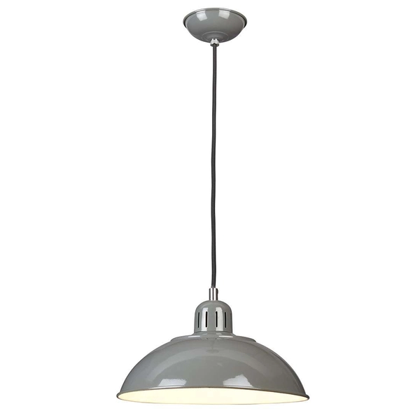 Wisząca LAMPA retro FRANKLIN-P-GY Elstead metalowa OPRAWA kopuła ZWIS vintage szary