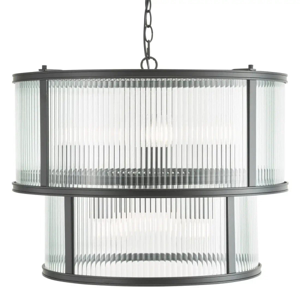Loftowa wisząca lampa Bianka BIA0622 do salonu żebrowana czarna