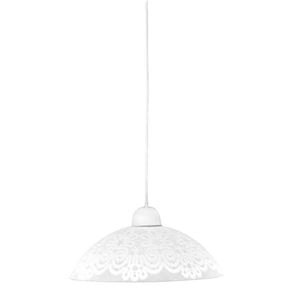 Prowansalska lampa wisząca Bilbao szklana do kuchni biała