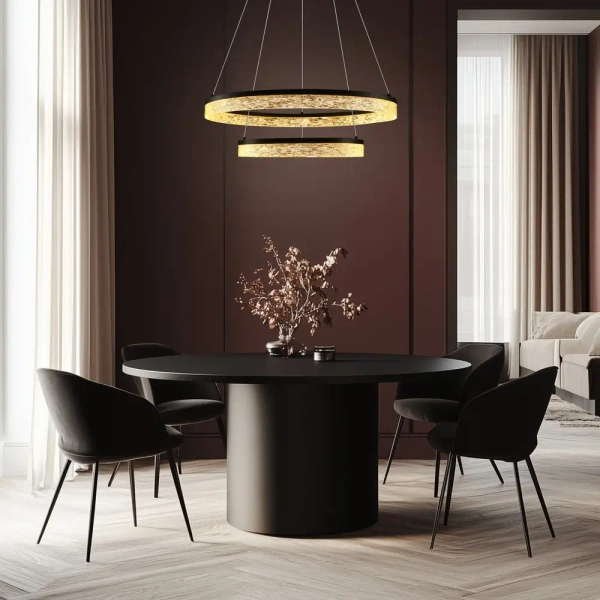 Lampa wisząca glamour Frozi 32-35561 LED 38W 3000K pierścienie czarna