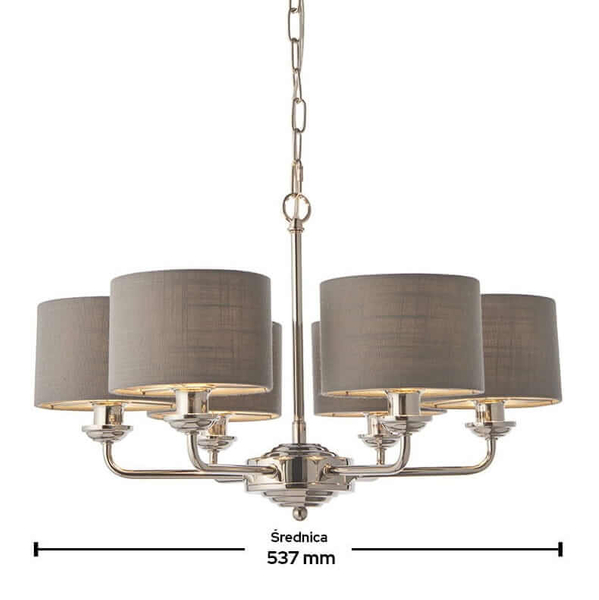 Wisząca lampa do salonu Highclere 94381 Endon z abażurami szara nikiel