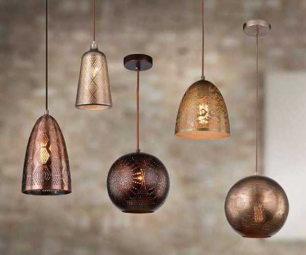 Orientalna lampa wisząca SFINKS 31-43313 kropla łezka z wzorkami miedziana