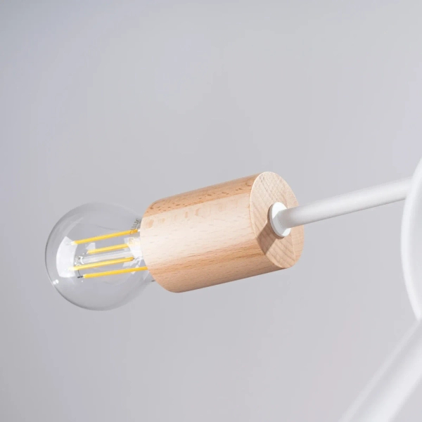 Sufitowa lampa EMBER SL.1475 biała drewniana 5xE27 do salonu