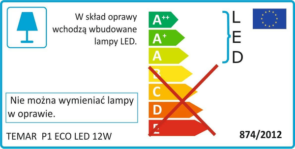 Kuchenna lampa sufitowa 137623613301 LED 12W natynkowa biała