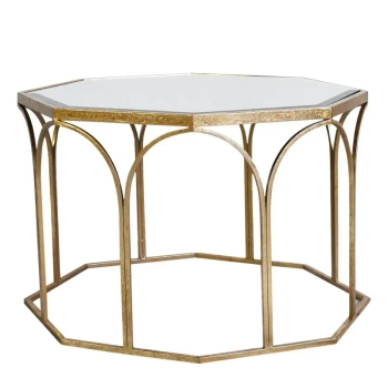 Szklany stolik kawowy do salonu Canterbury 5055999238038 złoty