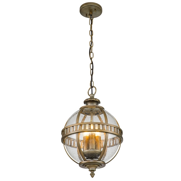 Wisząca lampa na taras Halleron KL-HALLERON-8M-BU Kichler kula IP44 brąz przezroczysty