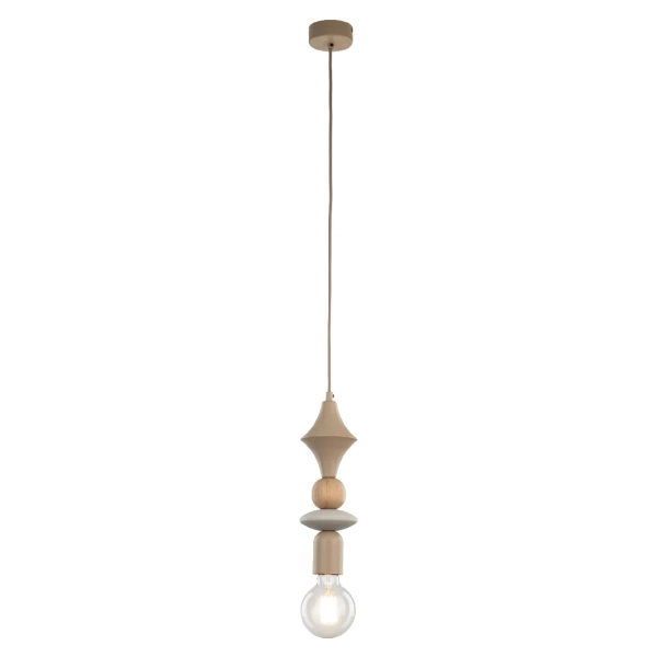 Drewniana lampa sufitowa zwis Tower Sabia Wood 10959 geometryczna beżowy