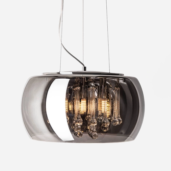 Wisząca lampa CRYSTAL P0076-06X-F4FZ szklana glamour z kryształkami chrom