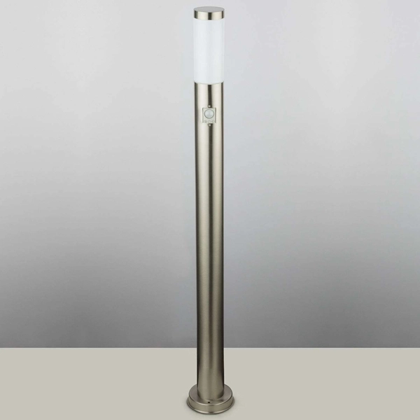 Stojąca LAMPA zewnętrzna BOSTON 3159S Globo ogrodowa OPRAWA słupek z czujnikiem ruchu IP44 stal nierdzewna biały przezroczysty