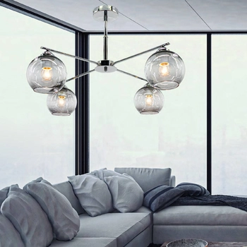 Modernistyczna LAMPA sufitowa 1859/4 8C Elem szklana OPRAWA loftowa chrom