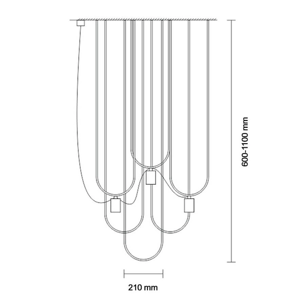 Wisząca lampa loftowa UDIN 9784 Dohar potrójna czarna platynowa
