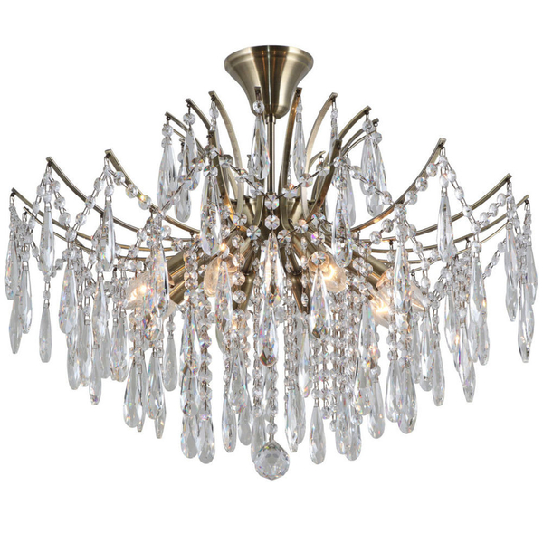 Sufitowa LAMPA glamour MALLOLA PND-56808-8 Italux kryształowa OPRAWA pałacowa kryształki crystals brąz antyczny