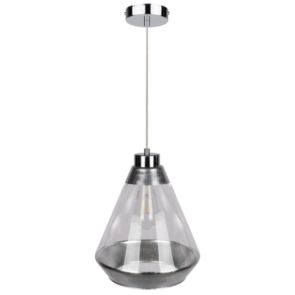 Lampa wisząca MISTRAL 15840128 loftowa szklany stożek chrom przezroczysty