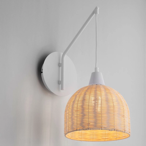 Lampa ścienna do gabinetu TACNA LE44361 koszyk drewniana biała