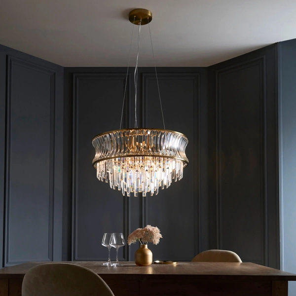 Wisząca lampa glamour L&-1107785 szklana mosiądz przezroczysty