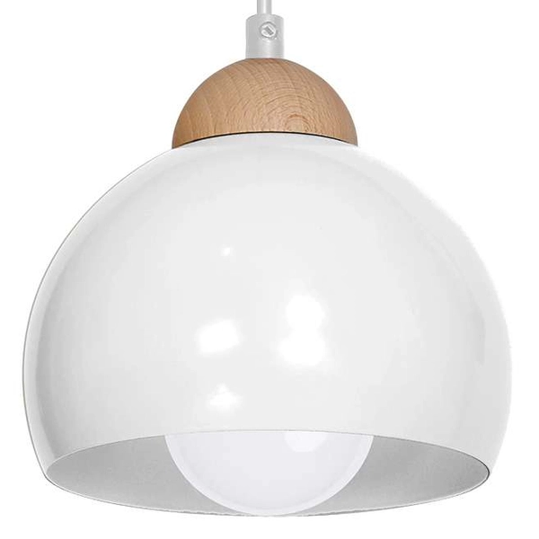 LAMPA wisząca DAMA MLP6440 Milagro skandynawska OPRAWA metalowy ZWIS kopuła drewno biała