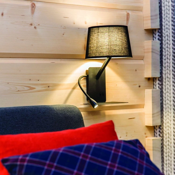 Kinkiet LAMPA ścienna DAKOTA LP-2121/1W LED 60W R BK Light Prestige abażurowa OPRAWA do czytania z peszlem czarna