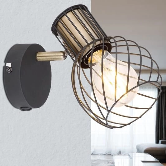 Ścienny kinkiet druciany Argusto 54013-1 czarny złoty