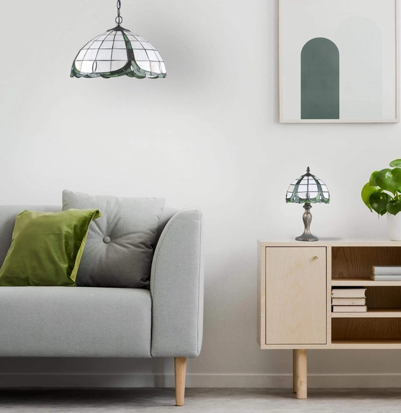 Elegancka lampa stołowa Papi K-G082166 brązowa zielona