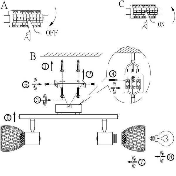 Sufitowa LAMPA art deco ISABELLE 54817-2 Globo metalowa OPRAWA plafon klatki druciane rdzawe